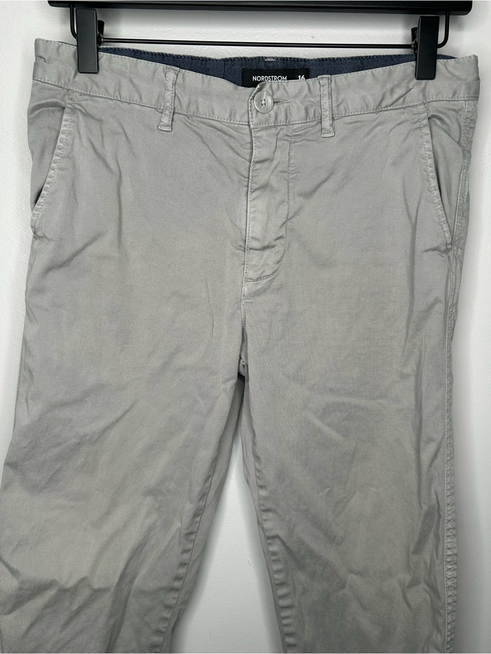 Nordstrom Boys Stretch Chino Pants Straight Leg in Grey Folkstone Size 16 - Picture 3 of 7